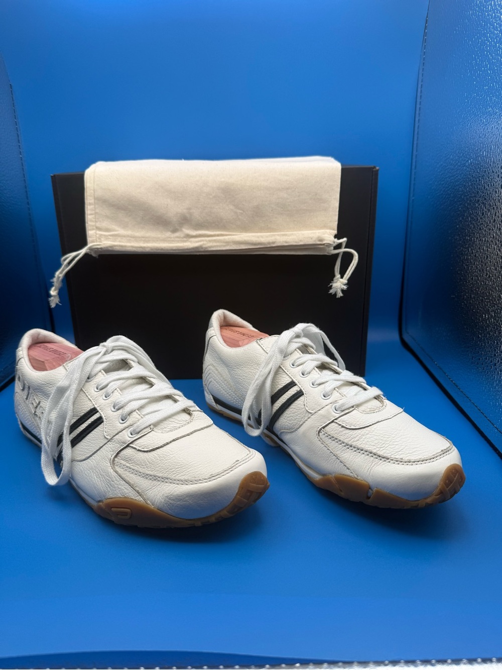 Diesel Barner White Leather Sneaker Bundle Sz 8.5